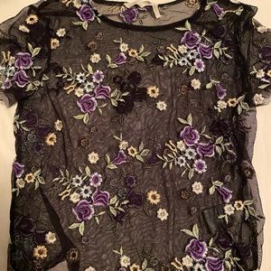 Urban outfitters floral mesh top